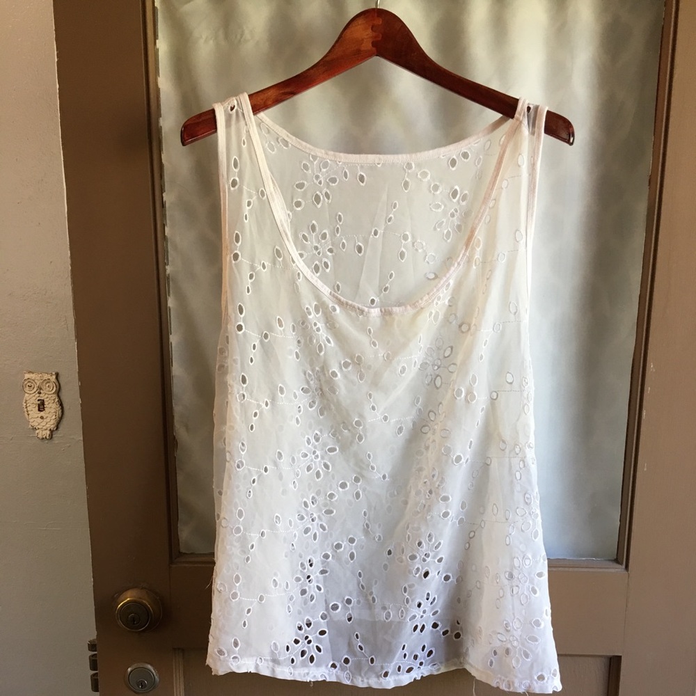 Sheer Eyelet Tank Top